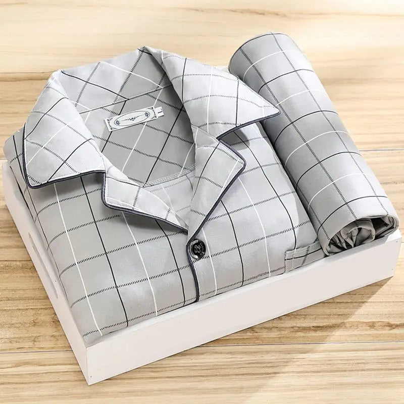 Heren Pyjama Set Klassiek Comfortabel met Knoopsluiting en Pyjamabroek 5