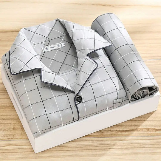 Heren Pyjama Set Klassiek Comfortabel met Knoopsluiting en Pyjamabroek 5