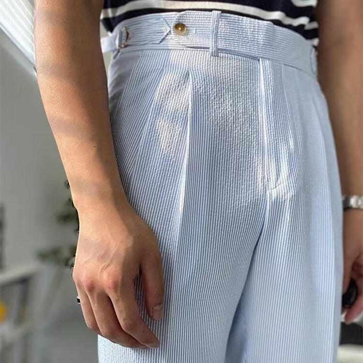 Heren Rechte Broek Hoge Taille Plissé Voorkant Ademend Materiaal 3