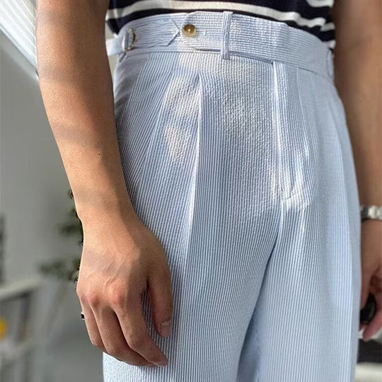 Heren Rechte Broek Hoge Taille Plissé Voorkant Ademend Materiaal 3