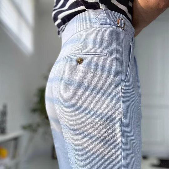 Heren Rechte Broek Hoge Taille Plissé Voorkant Ademend Materiaal 4