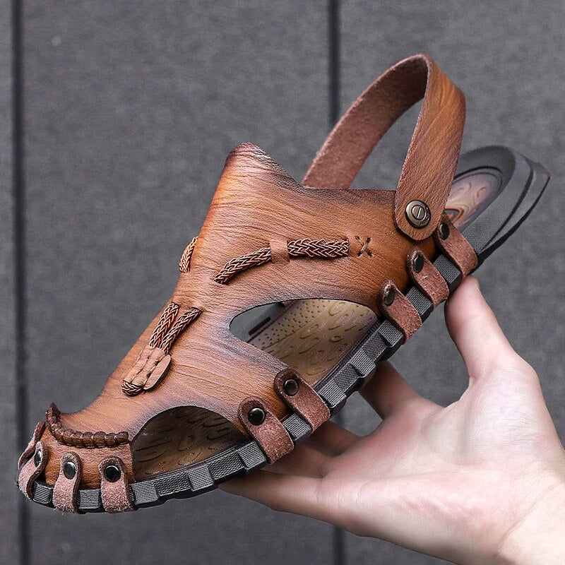 Heren Sandalen Echt Leer Tribaal Ontwerp met Comfortabele Inlegzool 5