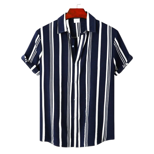Heren Shirt Gestreept Klassiek voor Zomer Gelegenheden 0