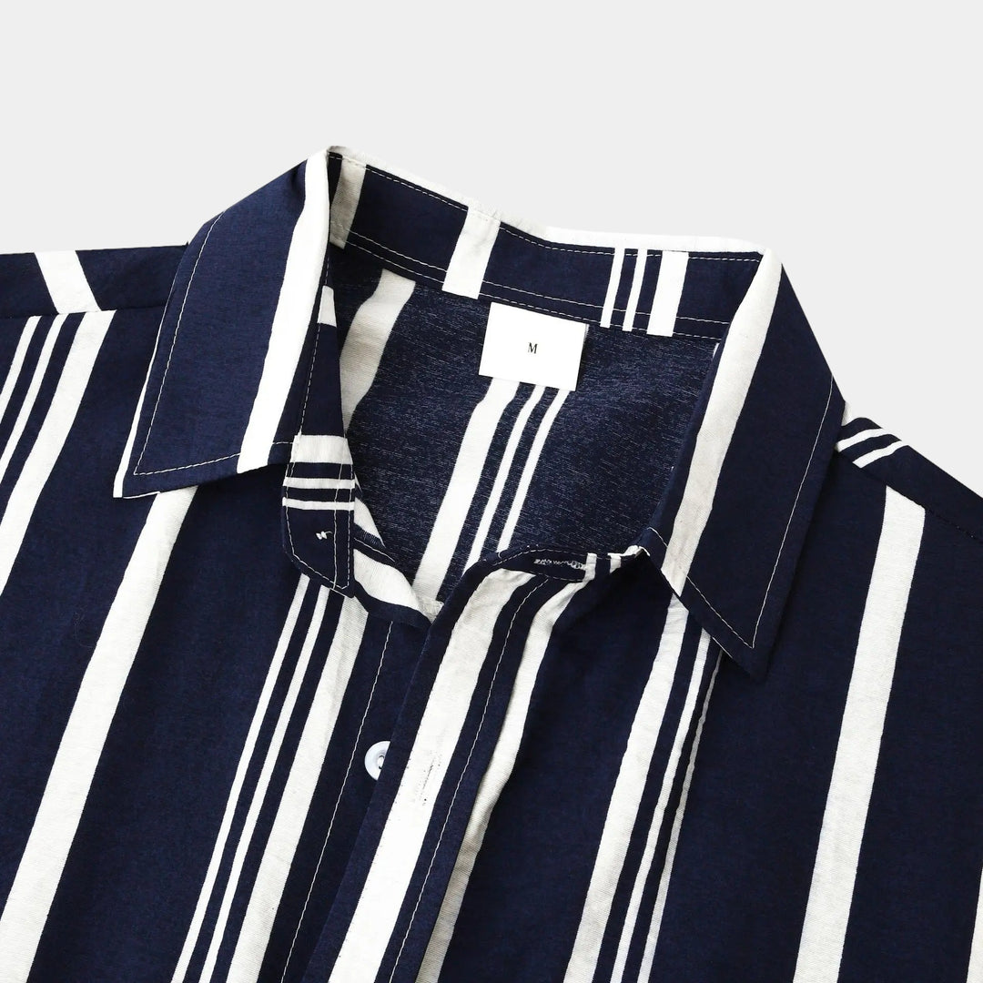 Heren Shirt Gestreept Klassiek voor Zomer Gelegenheden 5