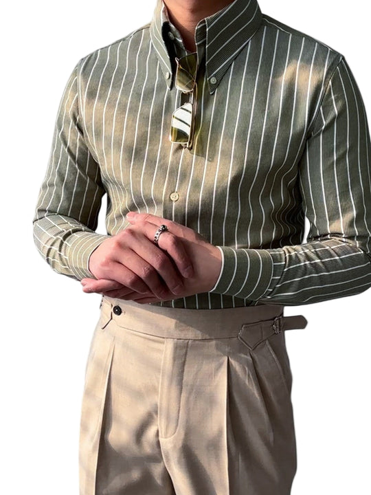 Heren Shirt Slim Fit Gestreept Ontwerp 0