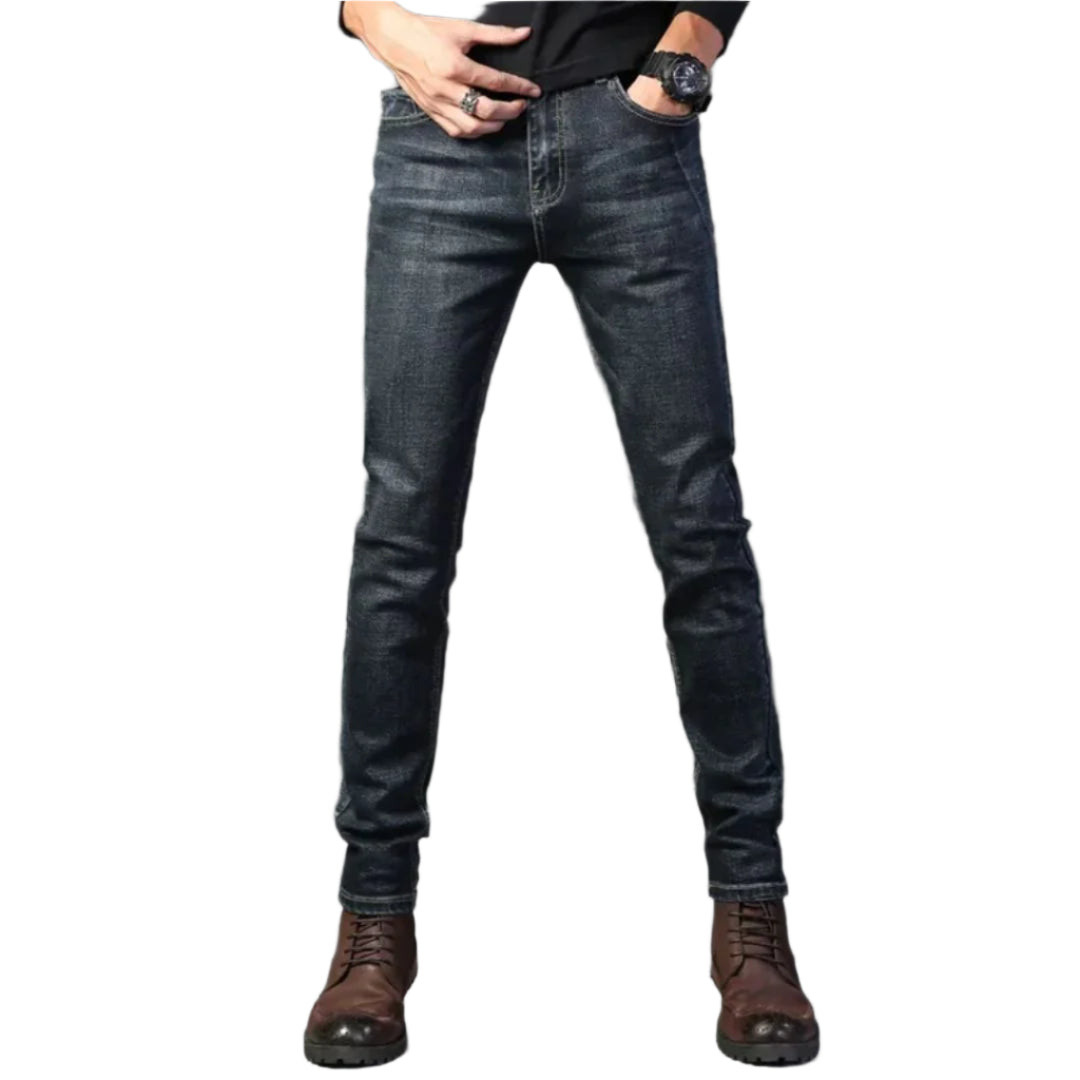 Heren Slim Traveler Jeans Flexibele Pasvorm Denim 0