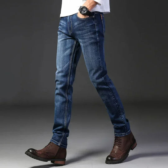 Heren Slim Traveler Jeans Flexibele Pasvorm Denim 1