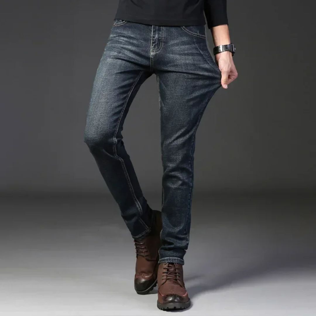 Heren Slim Traveler Jeans Flexibele Pasvorm Denim 2