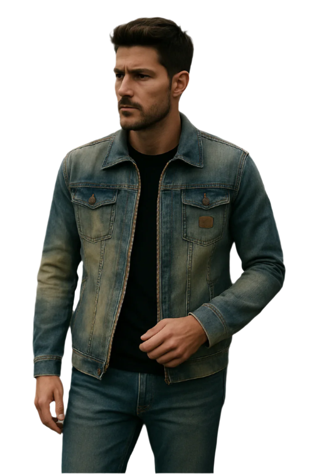 Heren Spijkerjack Knoopsluiting Denim 0