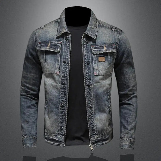 Heren Spijkerjack Knoopsluiting Denim 2