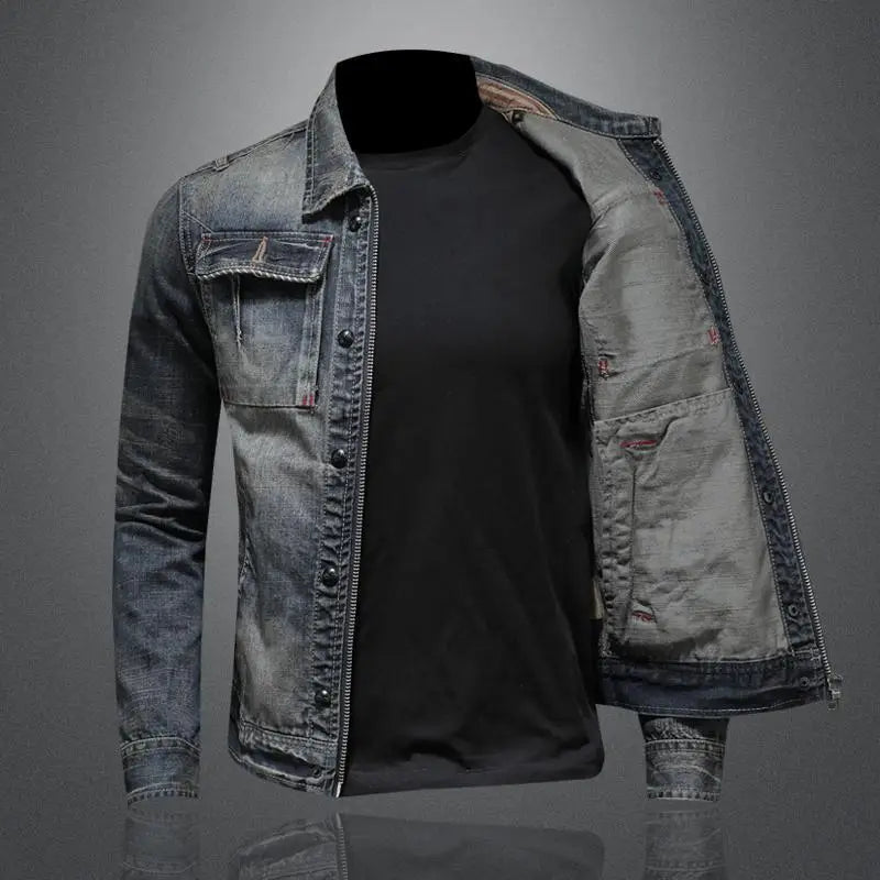 Heren Spijkerjack Knoopsluiting Denim 3