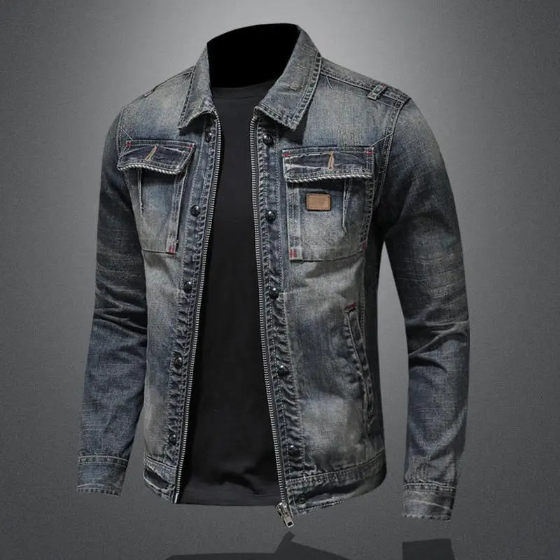Heren Spijkerjack Knoopsluiting Denim 4