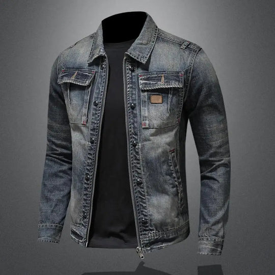 Heren Spijkerjack Knoopsluiting Denim 4