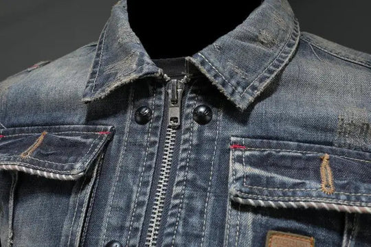 Heren Spijkerjack Knoopsluiting Denim 6