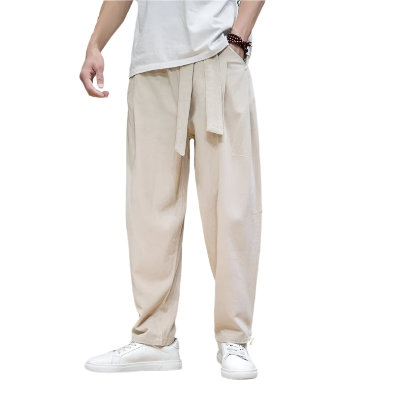 Heren Sweatpants Casual Katoen en Linnen Mix met Trekkoord 0