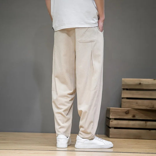 Heren Sweatpants Casual Katoen en Linnen Mix met Trekkoord 1
