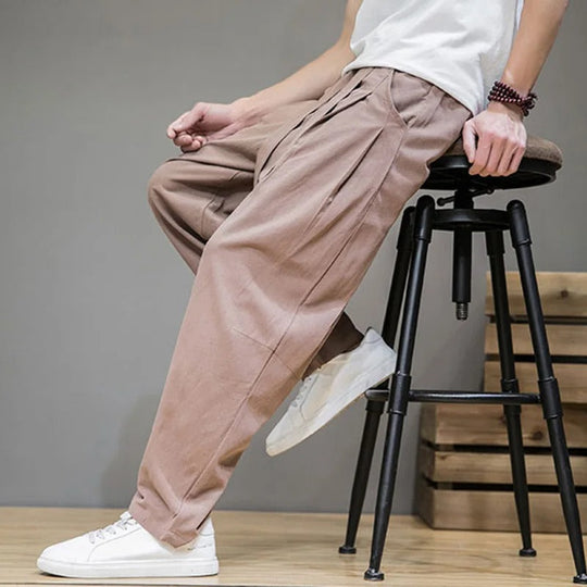 Heren Sweatpants Casual Katoen en Linnen Mix met Trekkoord 2