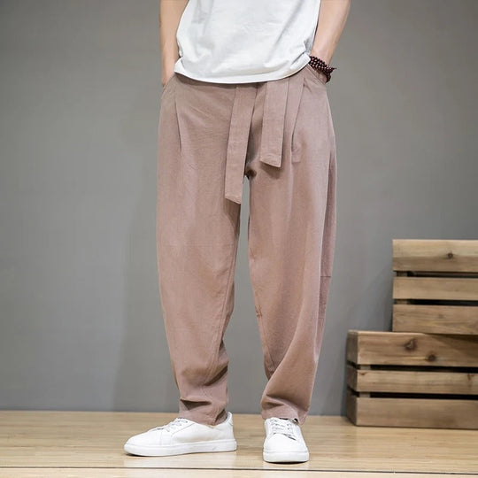 Heren Sweatpants Casual Katoen en Linnen Mix met Trekkoord 3