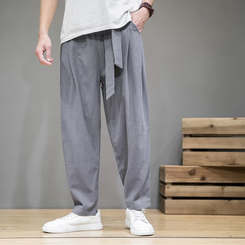 Heren Sweatpants Casual Katoen en Linnen Mix met Trekkoord 4
