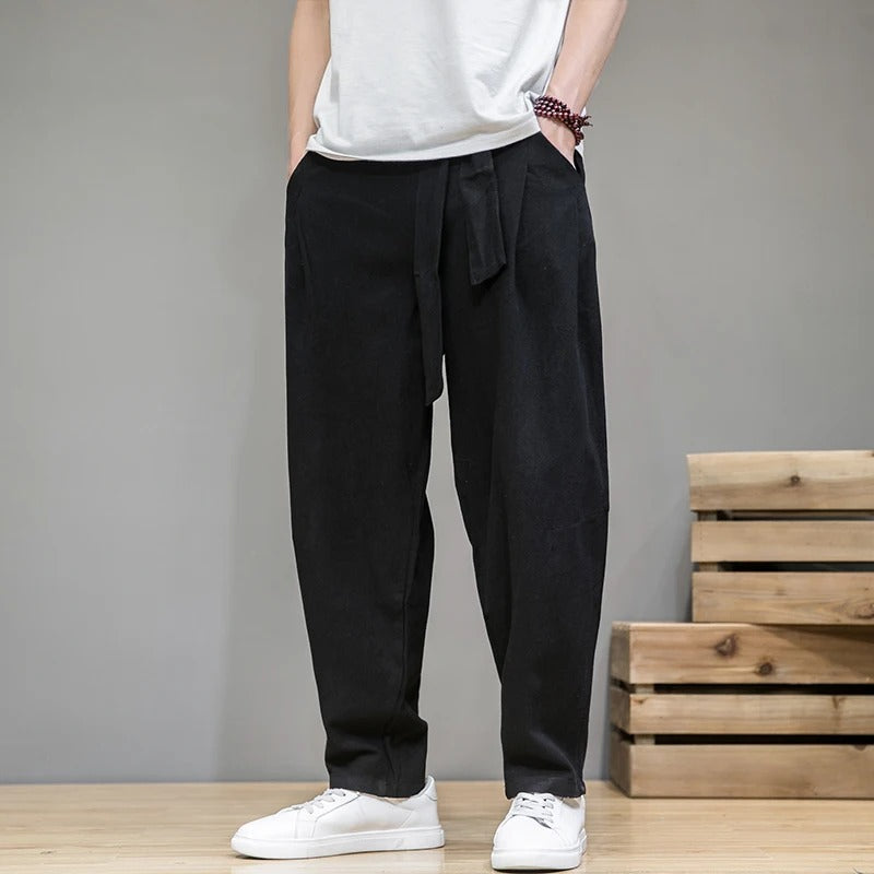 Heren Sweatpants Casual Katoen en Linnen Mix met Trekkoord 5