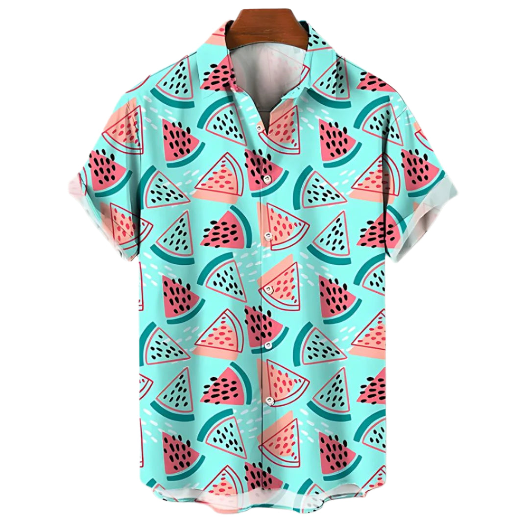 Heren T-shirt Relaxed Watermeloenprint Katoen 0