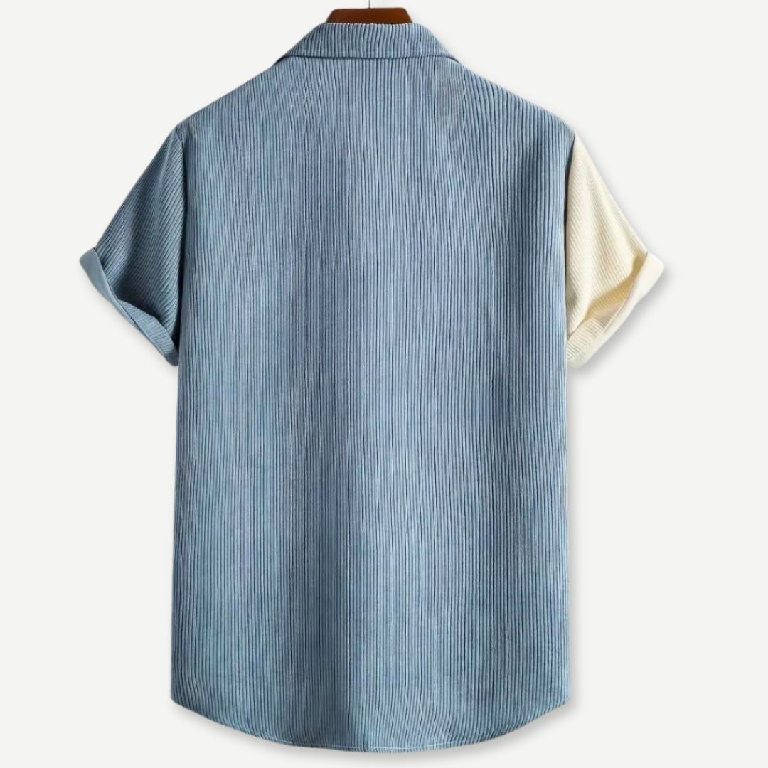 Heren T-shirt Tweekleurig Geribbelde Casual Katoen 1