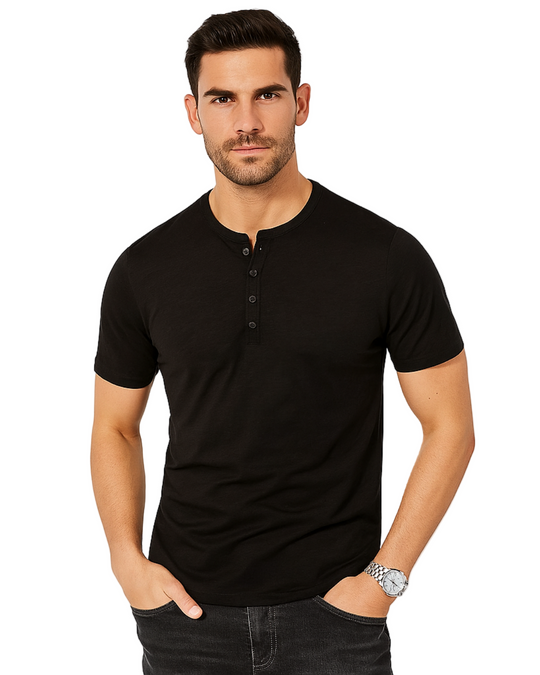 Heren T Shirt Casual Henley Korte Mouw 0