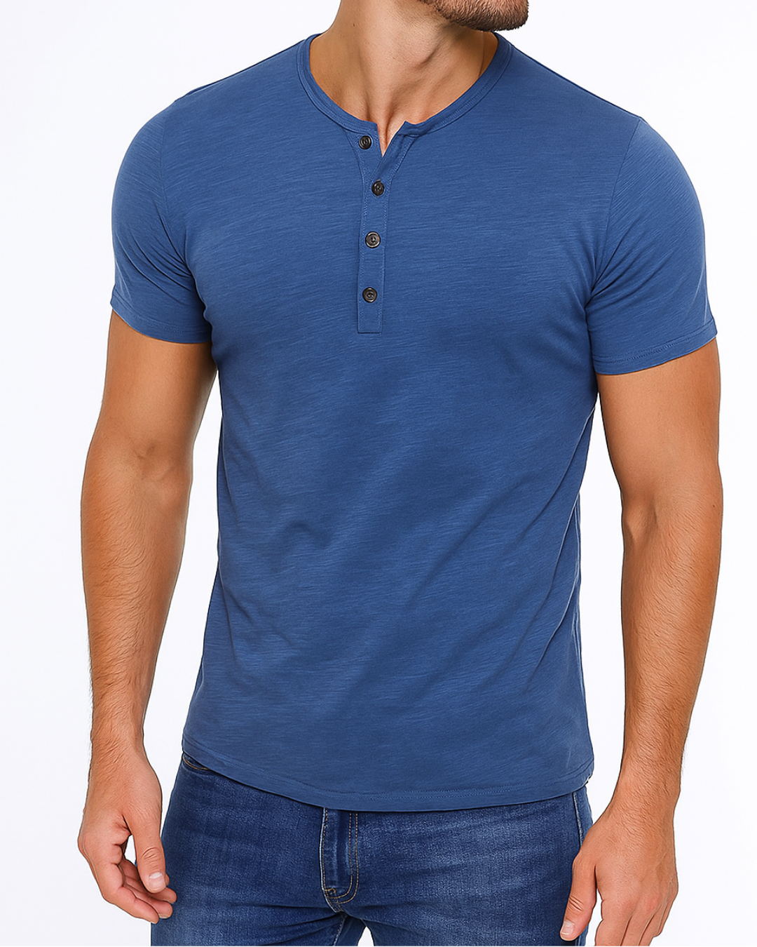 Heren T Shirt Casual Henley Korte Mouw 4