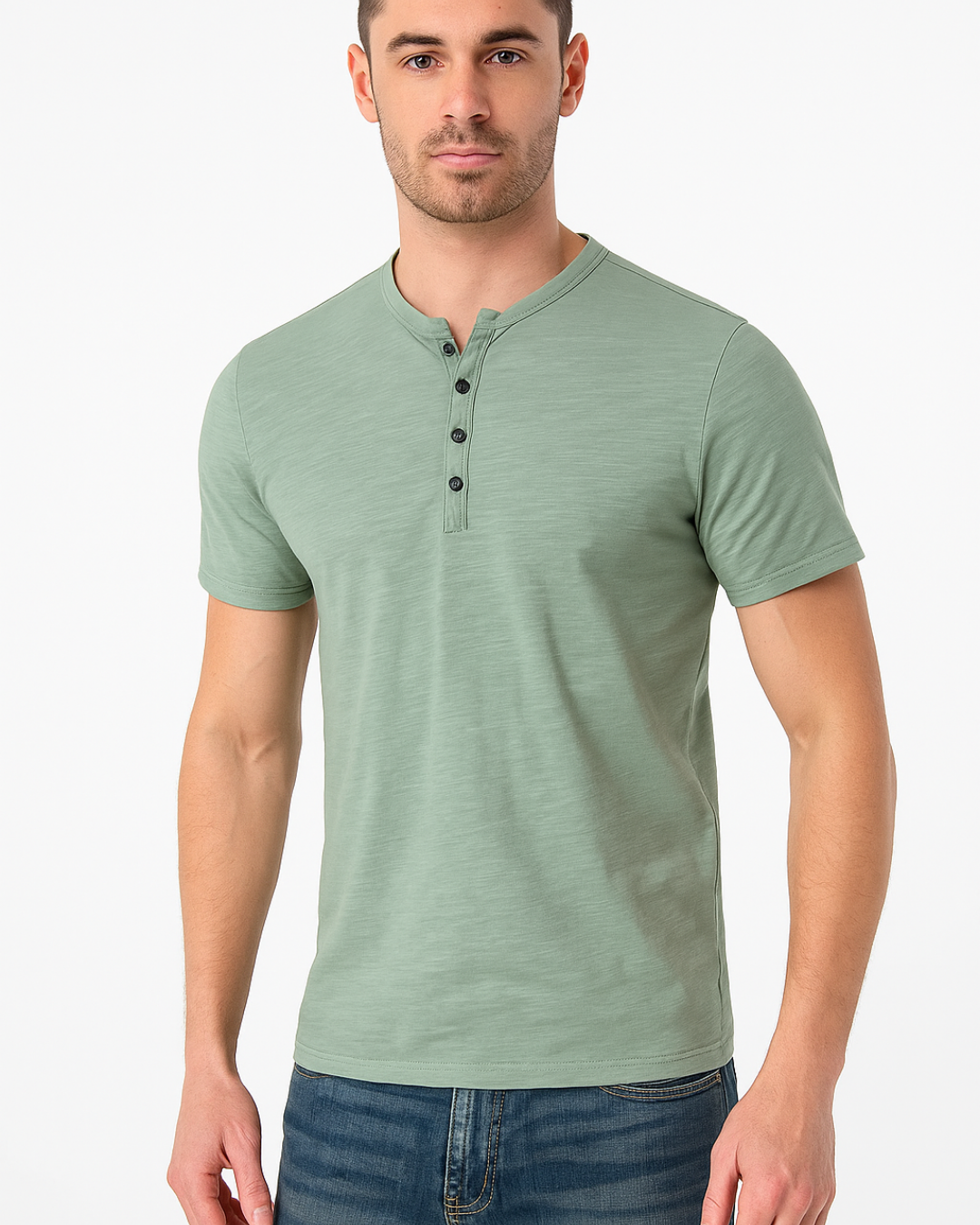 Heren T Shirt Casual Henley Korte Mouw 7