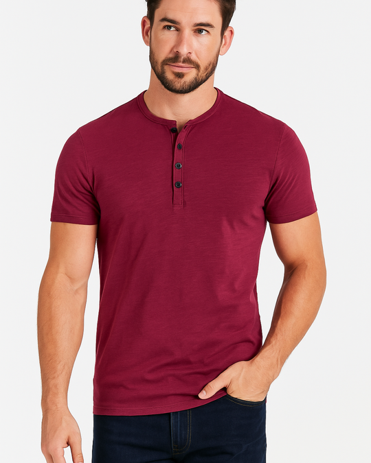 Heren T Shirt Casual Henley Korte Mouw 8