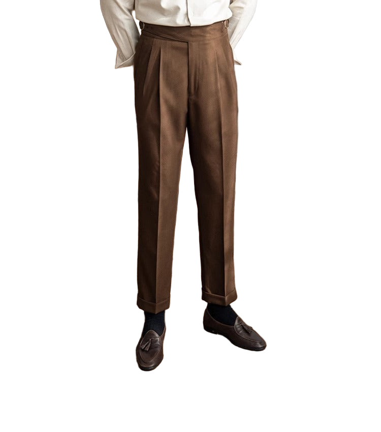 Heren Tailored Broek Flat Front Rechte Pijpen 0