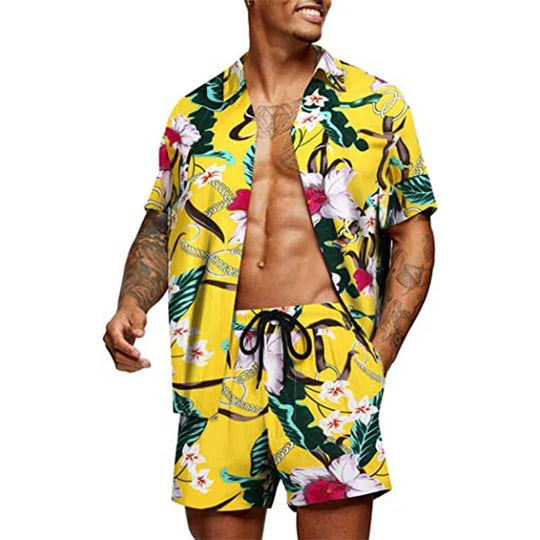 Heren Twee-Piece Set Korte Mouwen Overhemd & Bijpassende Shorts 1