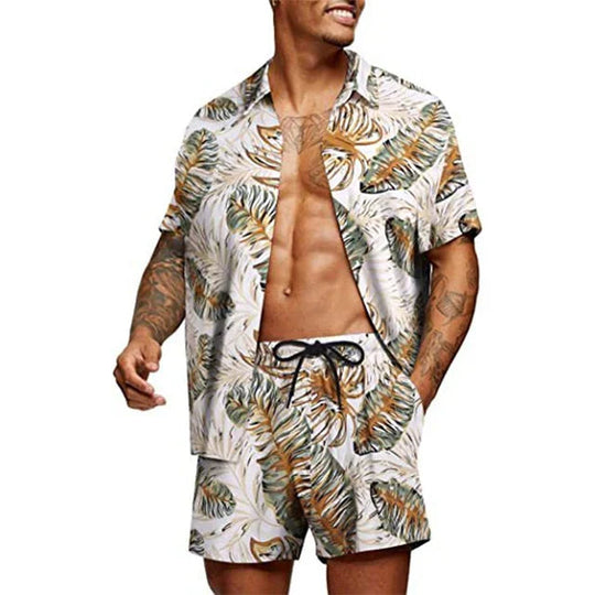 Heren Twee-Piece Set Korte Mouwen Overhemd & Bijpassende Shorts 2