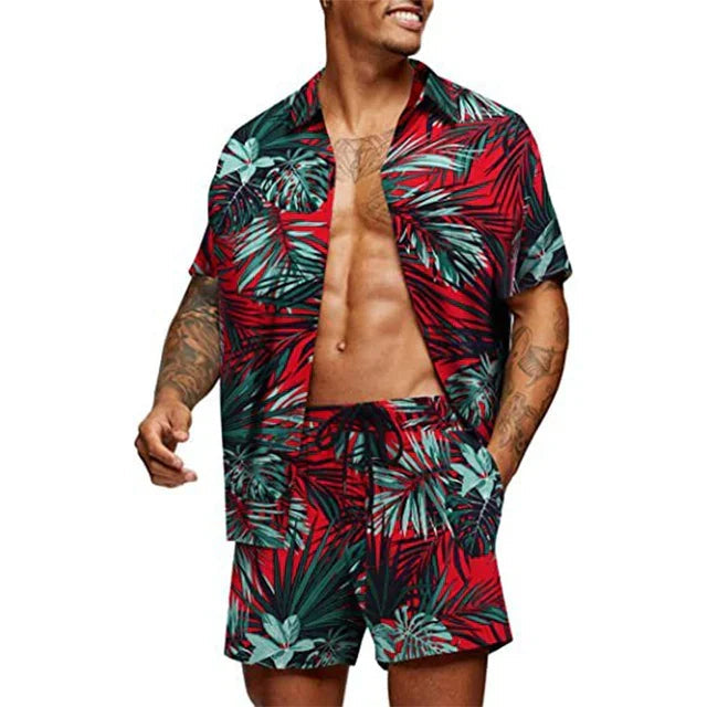 Heren Twee-Piece Set Korte Mouwen Overhemd & Bijpassende Shorts 5