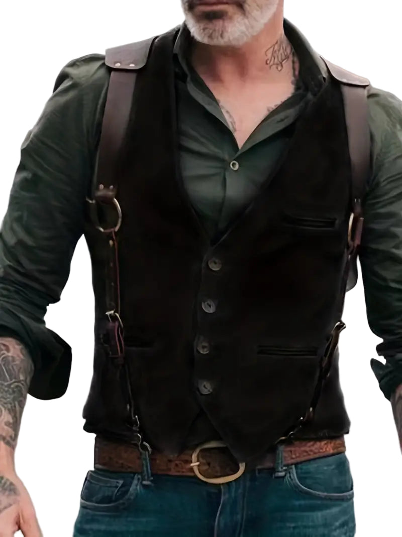 Heren Vintage V-hals Omkeerbare Vest 0