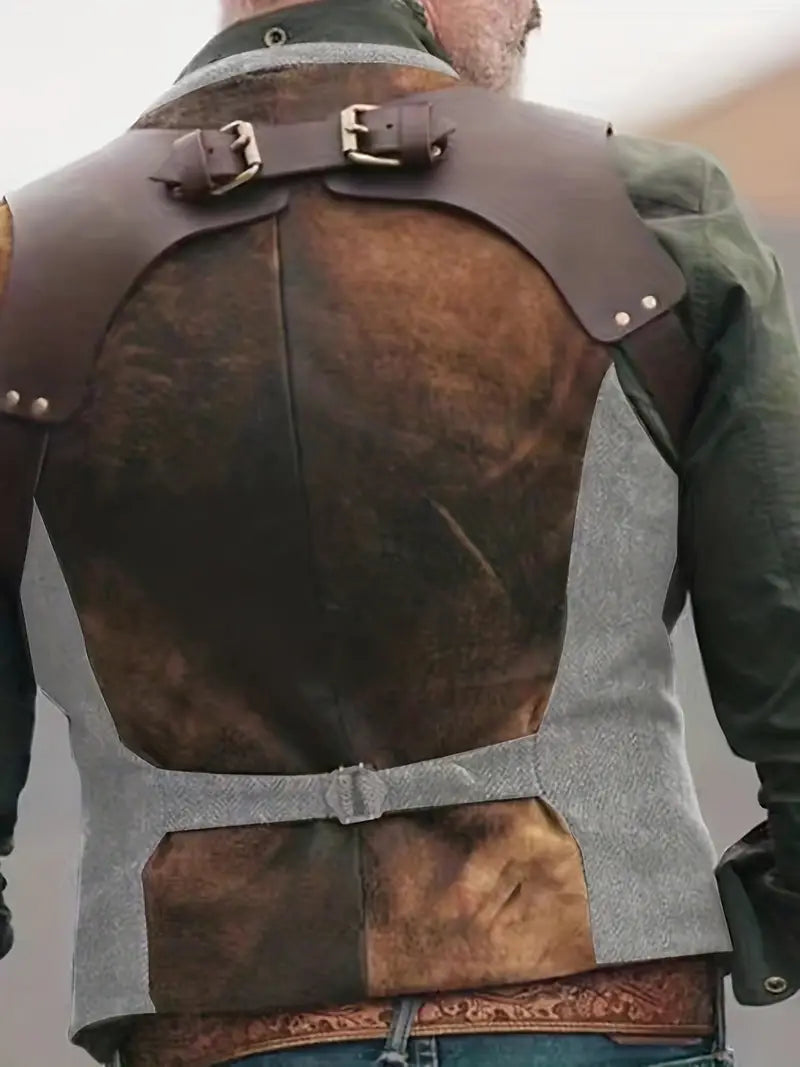 Heren Vintage V-hals Omkeerbare Vest 4