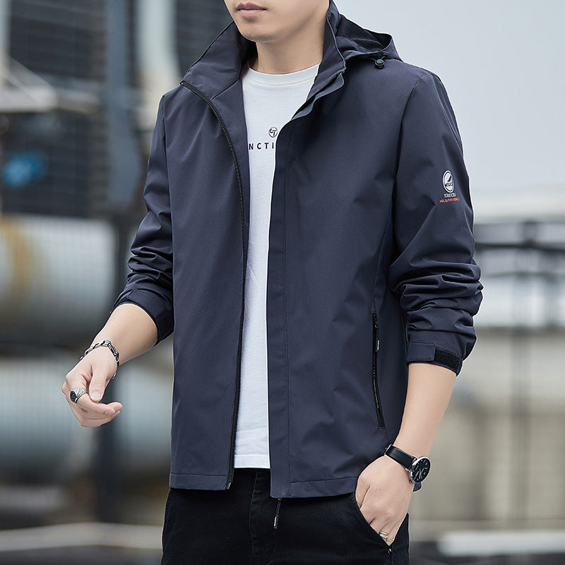 Heren Windbreaker Jas Met Afneembare Capuchon - Lichtgewicht Waterbestendig Tussenjas 1