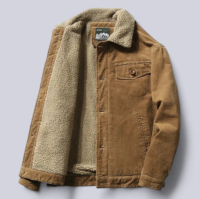 Heren Winterjas Corduroy met Gewatteerde Binnenvoering en Winddicht Ontwerp 1