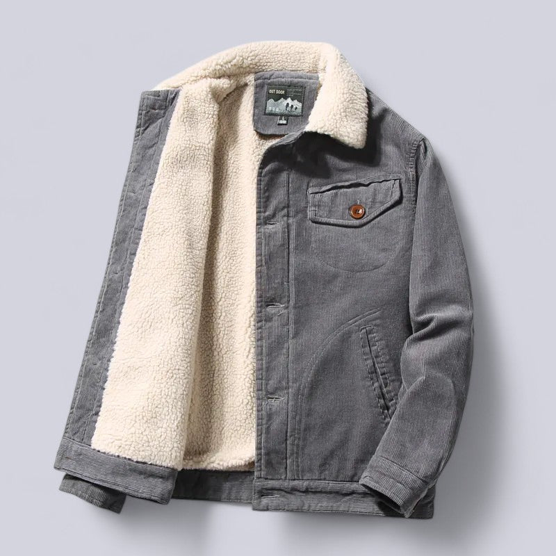 Heren Winterjas Corduroy met Gewatteerde Binnenvoering en Winddicht Ontwerp 3