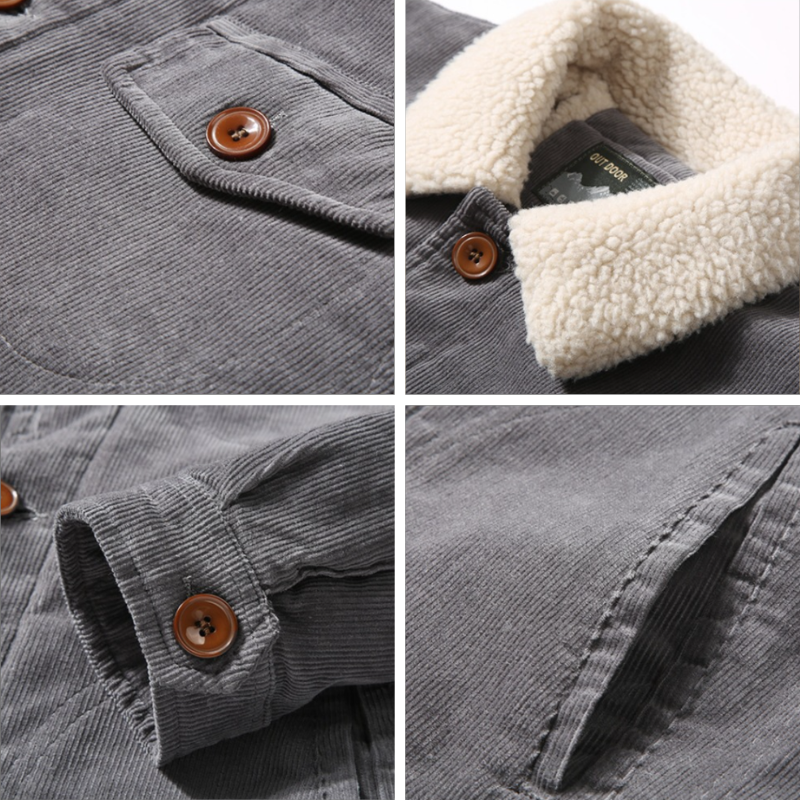 Heren Winterjas Corduroy met Gewatteerde Binnenvoering en Winddicht Ontwerp 4