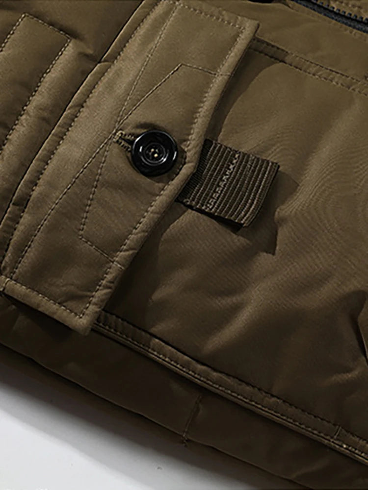 Heren Winterjas Lange Snit met Raccoon Bontkraag voor Koude Dagen 3