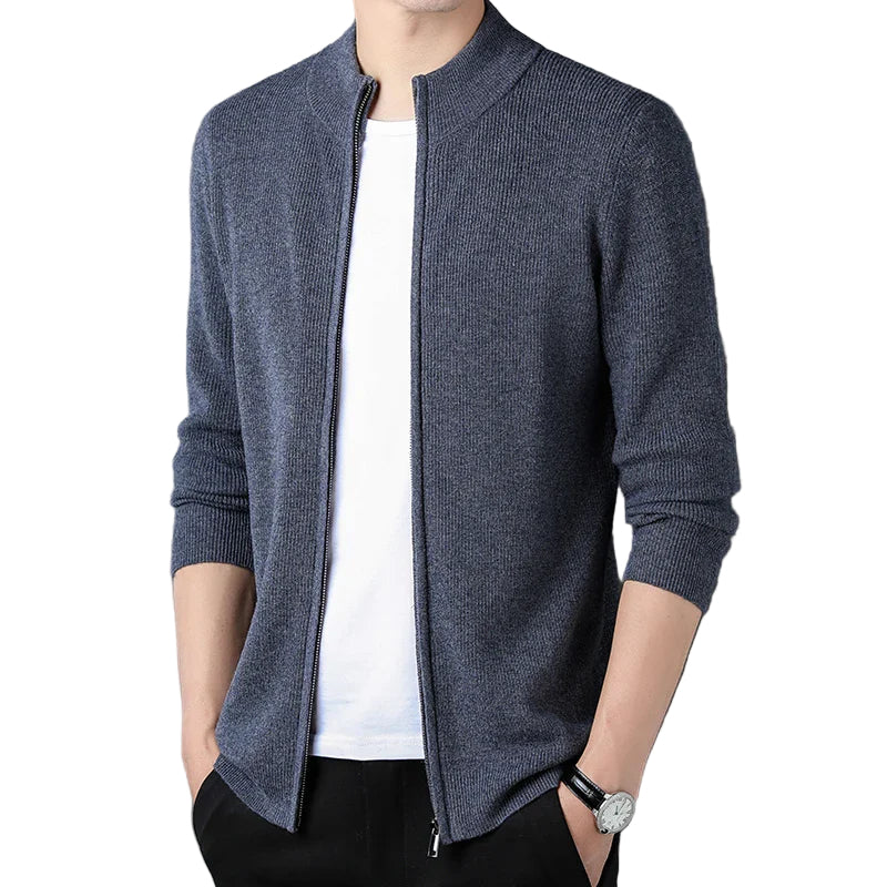 Heren Zip-Cardigan Met Stijlvolle Ståkrage 0