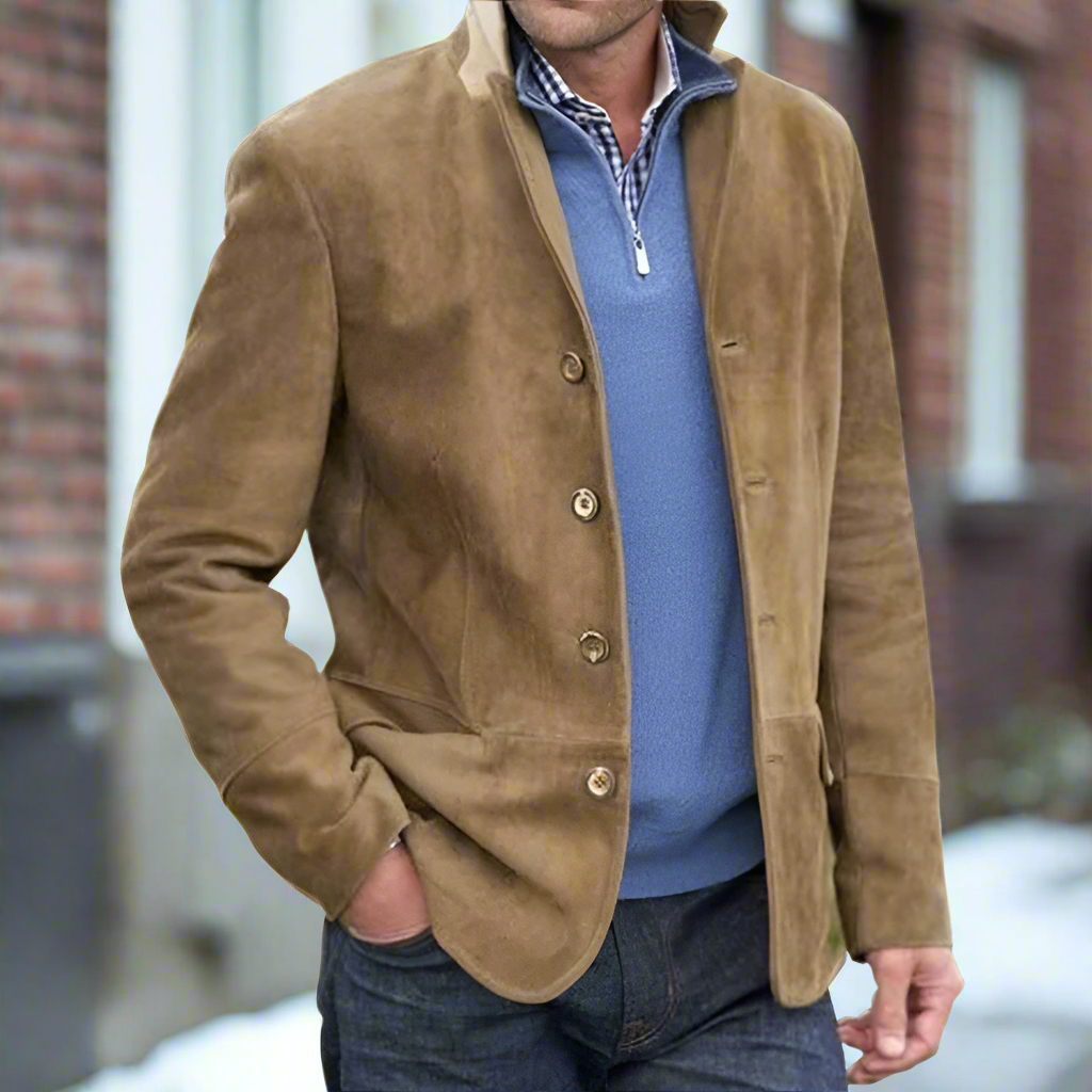 Herenjack in Suède met Moderne Pasvorm 0