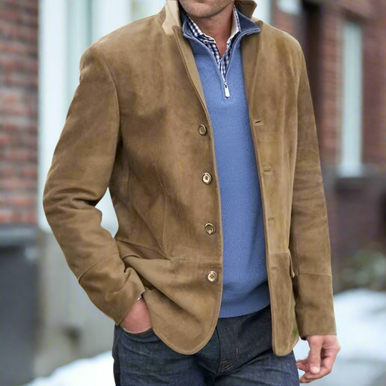 Herenjack in Suède met Moderne Pasvorm 0