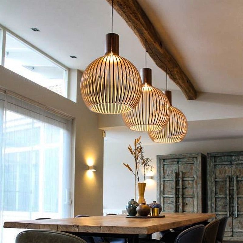 Houten Hanglamp Verstelbaar Natuurlijk Design 1