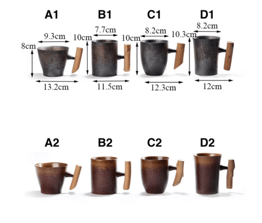 Keramische Koffiemok met Houten Handvat in Japanse Stijl 0