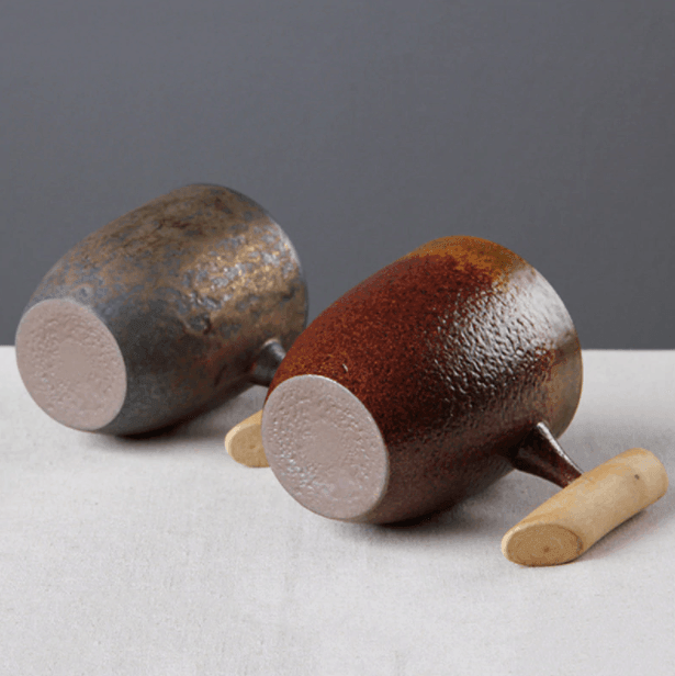 Keramische Koffiemok met Houten Handvat in Japanse Stijl 3
