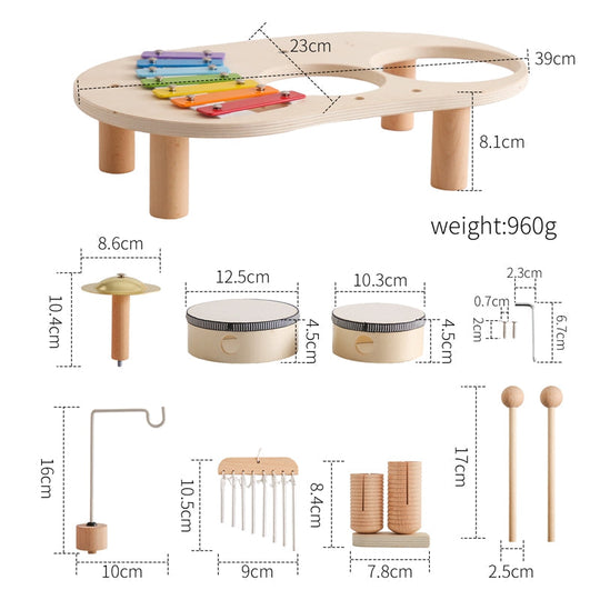Kinderen Muziektafel Educatief Instrument met Drums en Xylofoon 4