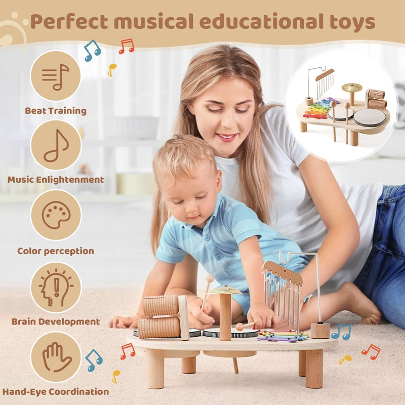 Kinderen Muziektafel Educatief Instrument met Drums en Xylofoon 5