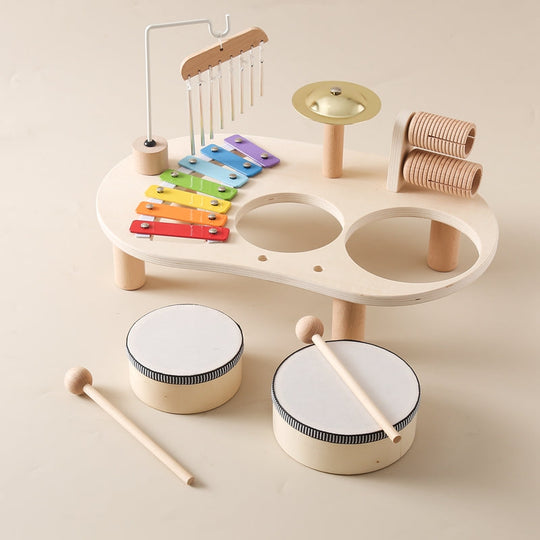Kinderen Muziektafel Educatief Instrument met Drums en Xylofoon 6